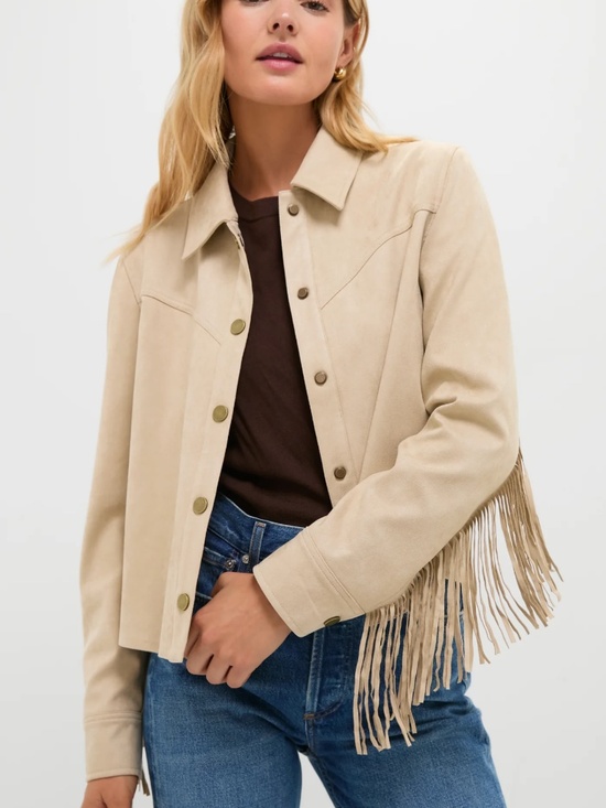 Tuckernuck Jackets & Blazers - NWT Tuckernuck Hyacinth House Biscotti Faux Suede Fringe Lauren Jacket Small